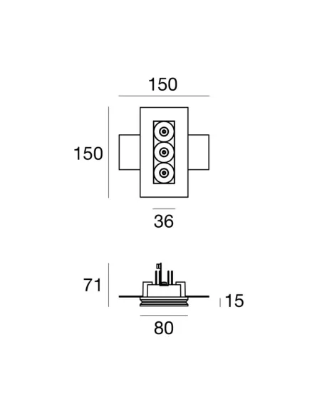 Ligne lumineuse 64540w30 cellule encastrable 3 led x2w bw 30 blanc 9003